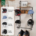 Wooden Motorcycle Helmet Wall Mount, 4 Hat Racks with 4 Helmet Hooks, Wall Display Storage for Bike Gear eprolo