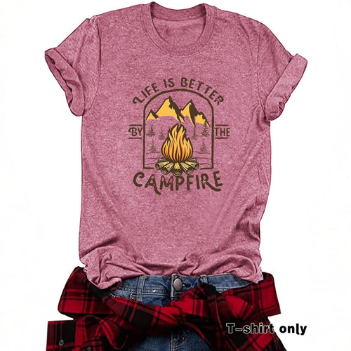 Camping pattern printed short sleeved shirt eprolo