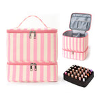 Double Layer Nail Polish & Essential Oils Storage Bag, Portable 30-Compartment Nail Care Kit, Manicure Tools Organizer Case eprolo
