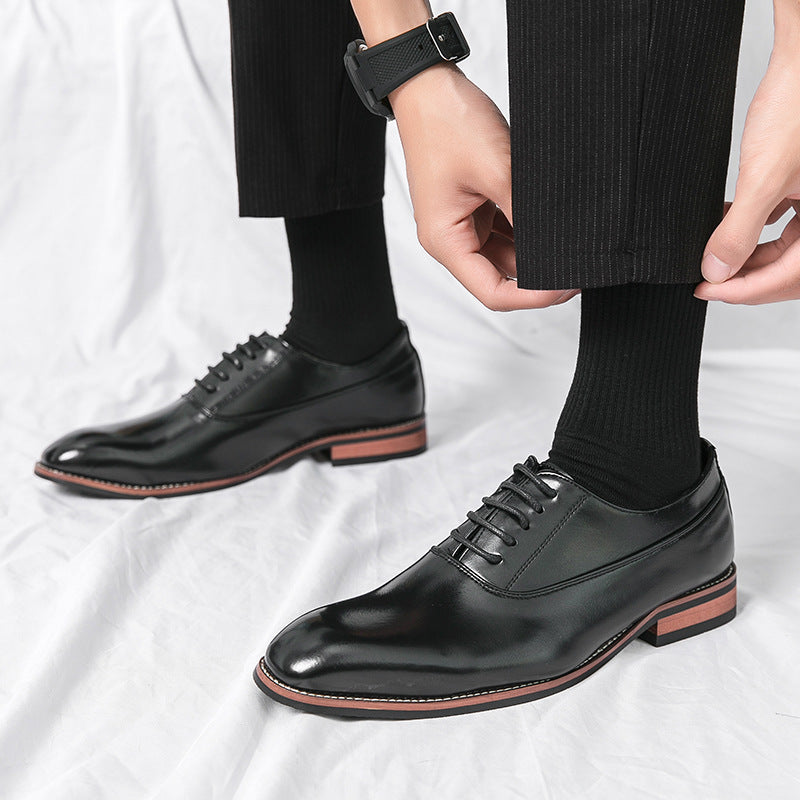 Casual shoes, leather shoes, men's formal wear, men's shoes, lace up business pointed leather shoes eprolo