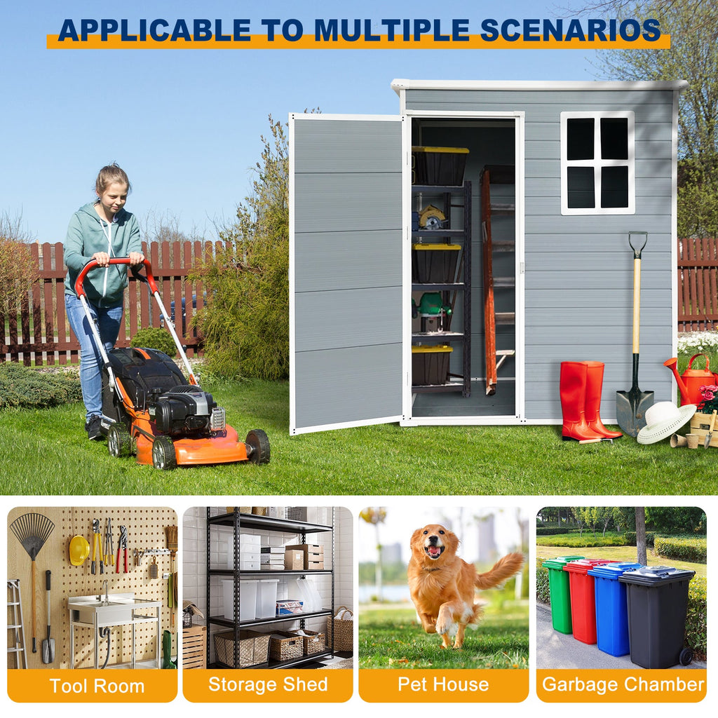 5x3ft Resin Outdoor Storage Shed Kit-Perfect to Store Patio Furniture Grey eprolo