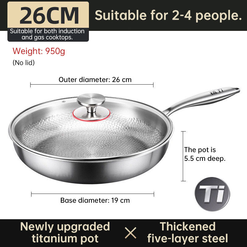 30cm Pure Titanium Nonstick Frying Pan - Coating-Free Patterned Meat Pan, Home Cooking Kitchen Utensil eprolo