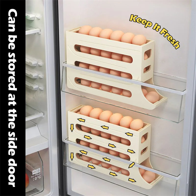 Refrigerator Egg Storage Box Automatic Scrolling Egg Holder Kitchen Large Capacity Dedicated Rolling Egg Storage Box for Kitchen eprolo