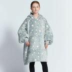 Kids Unisex Winter Warm Double Layers Sherpa Fleece TV Pocket Hoodies Blanket Hoodie Snuggle with Sleeves eprolo
