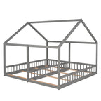 Twin Size House Platform Beds Two Shared Beds Gray eprolo