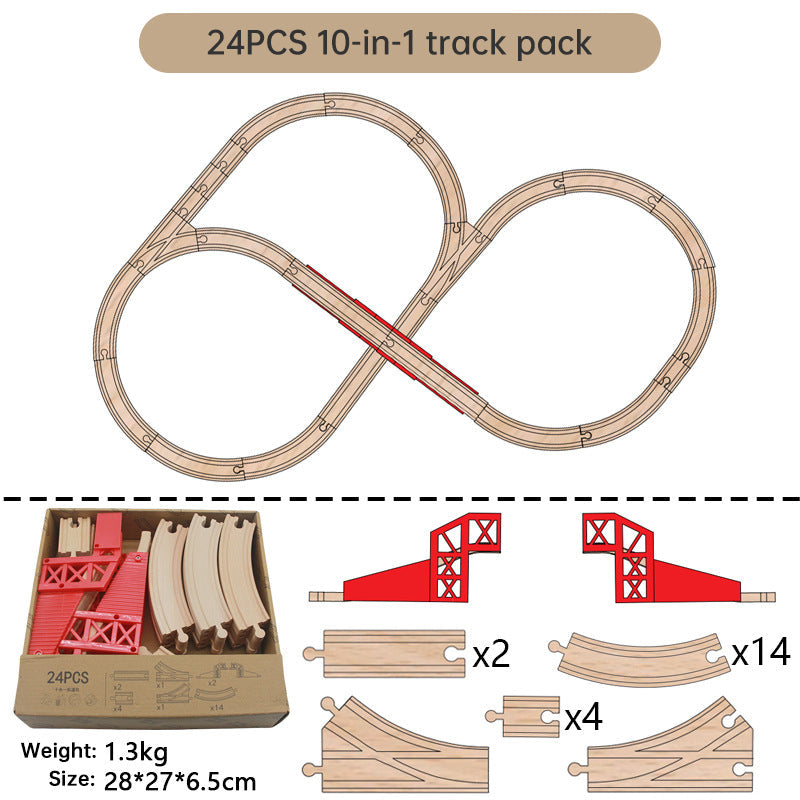 Wooden Train Track Set Toy Early Educational Railway Tracks Accessories Montessori Traffic Wooden Toys for Kids eprolo