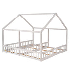 Twin Size House Platform Beds Two Shared Beds  White eprolo