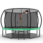 12FT Recreational Kids Trampoline with Safety Enclosure Net & Ladder, Outdoor Recreational Trampolines eprolo