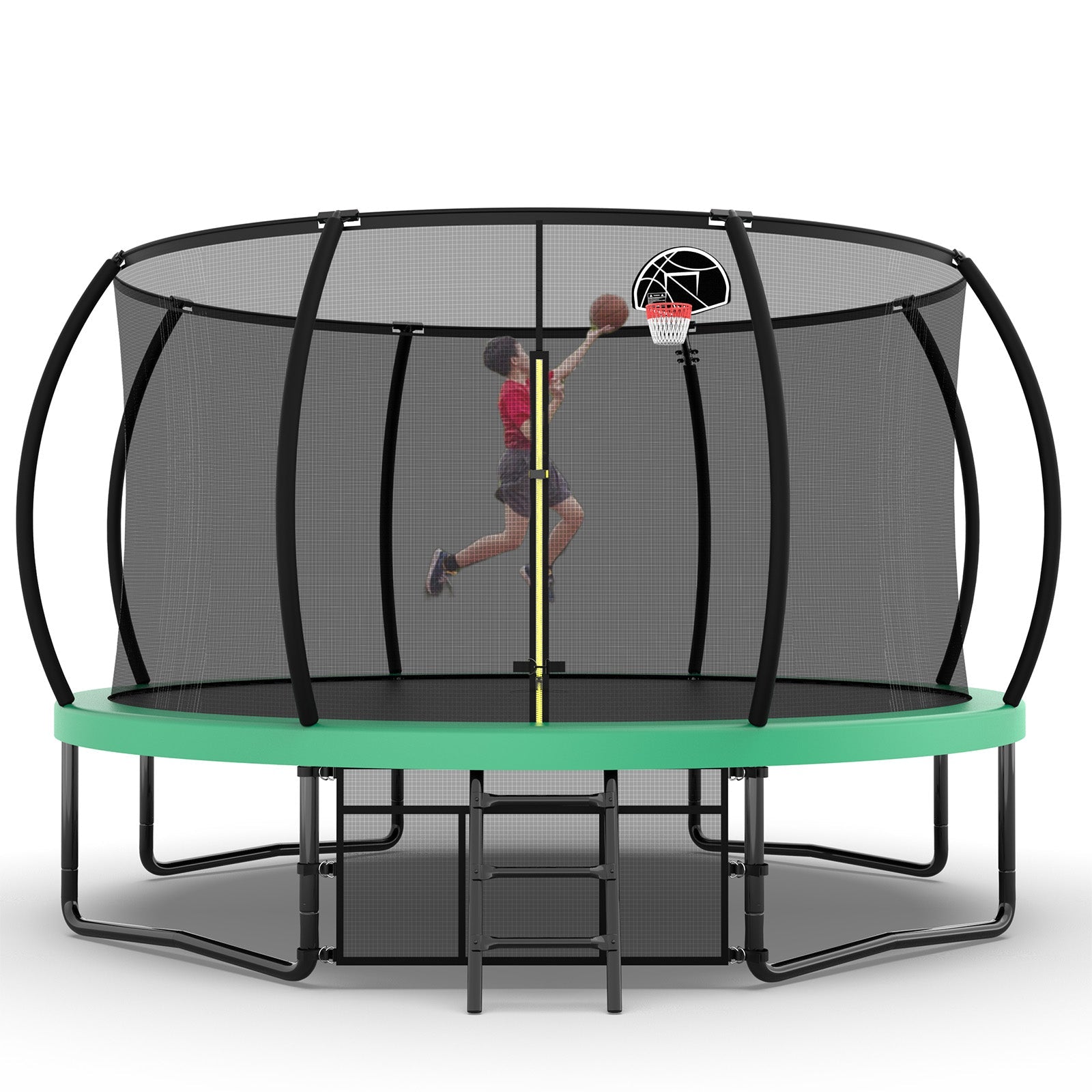 12FT Recreational Kids Trampoline with Safety Enclosure Net & Ladder, Outdoor Recreational Trampolines eprolo