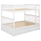 Full over Full Bunk Bed with Drawers  Convertible Beds  White eprolo
