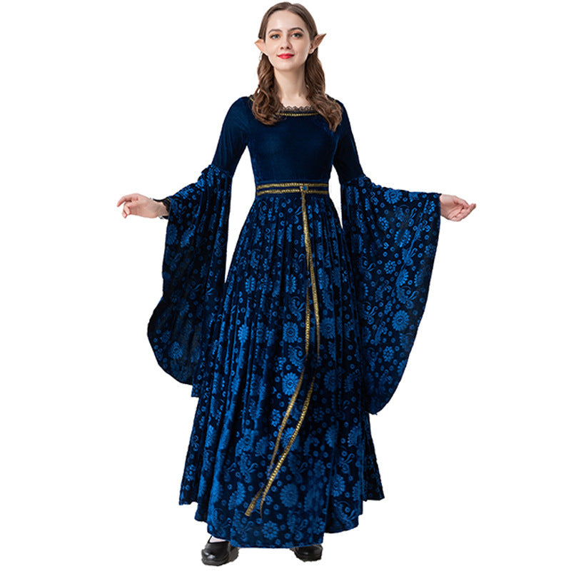S-XL HalloweenMedieval Vintage Court Dress Cosplay Witch Stage Performance Costume eprolo