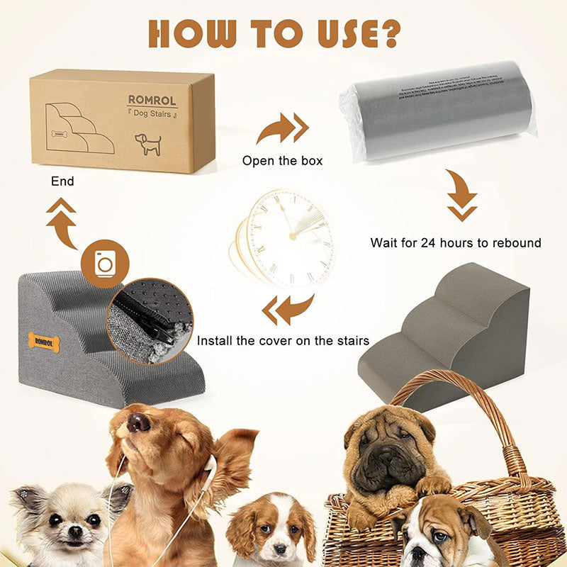 Pet Dog Stair Ramp with Bone Handle – Safe Steps for Elderly Dogs, Couch & Bed Accessibility, Joint Protection eprolo