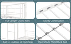 Twin metal bunk beds, metal structure bed frame with safety guardrails and 2 ladders, convertible bunk beds, white eprolo