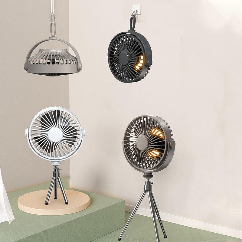 New Multi-Function Tripod Outdoor Camping Lighting Fan Intelligent Remote Control Timing Can Hang Small Fans eprolo