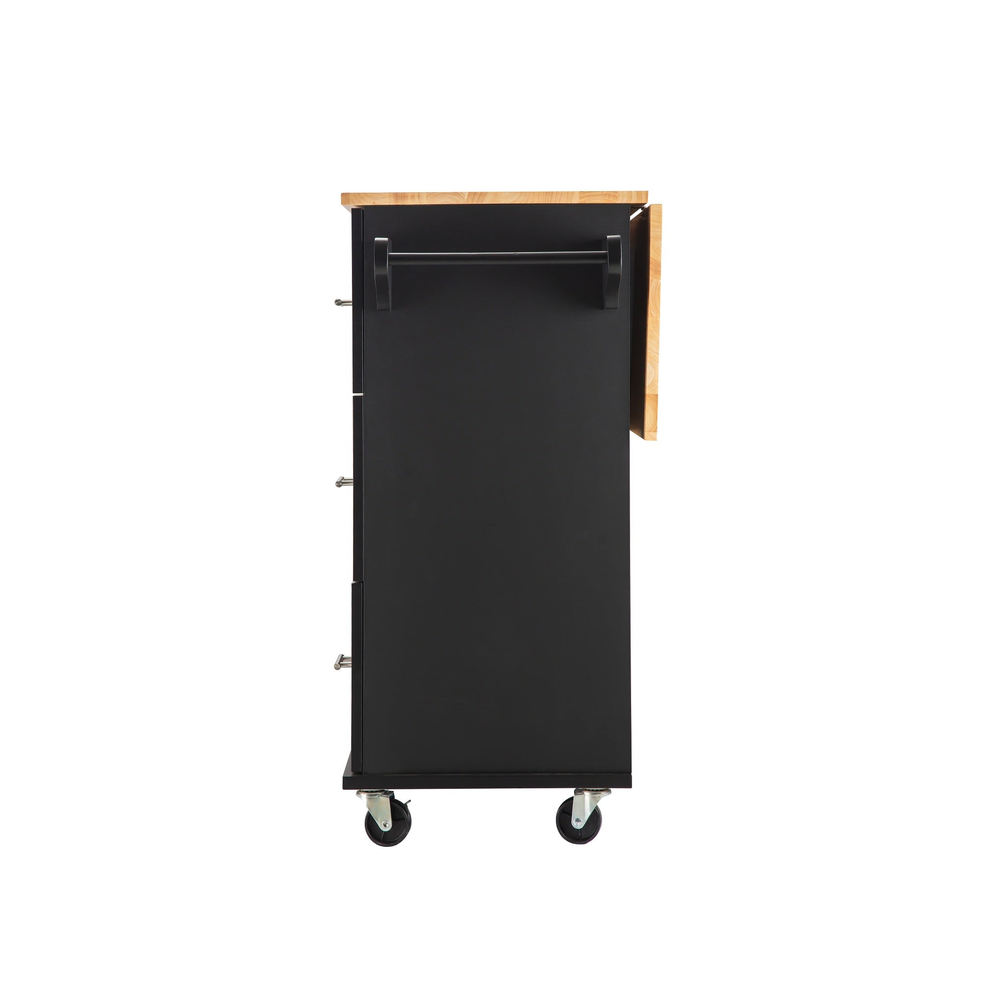 Kitchen Island & Kitchen Cart Mobile Kitehcn Island with Extensible Rubber Wood Table Top eprolo