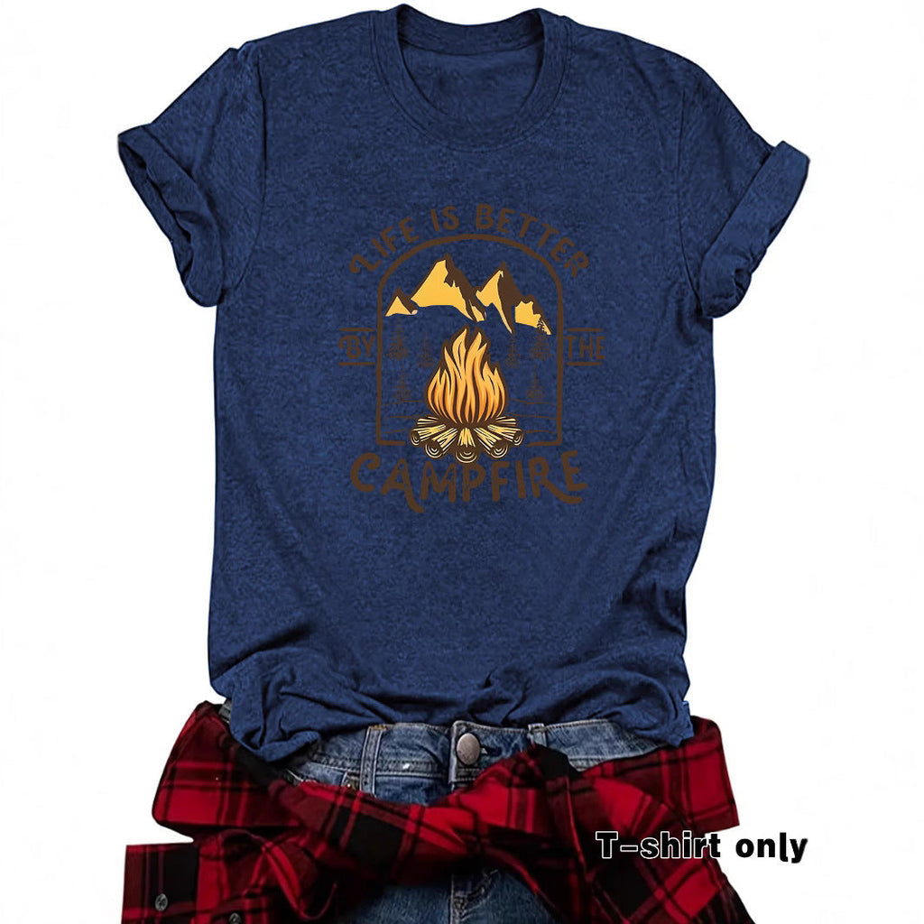 Camping pattern printed short sleeved shirt eprolo