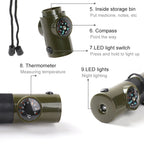 7 in 1 Survival Whistles Survival Whistle Emergency Emergency Whistles with Compass and Thermometer for Outdoor Hiking Camping eprolo