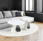 set of 2 coffee round tables with a marble-look top and steel base with 2 cat beds multifunctional and stylish entable eprolo