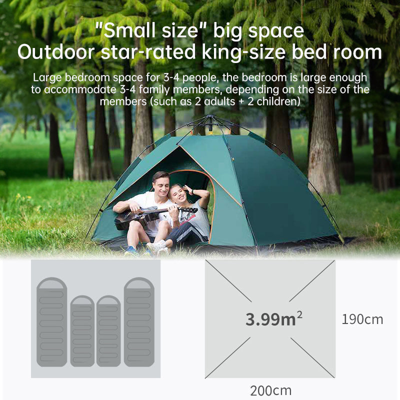 Quick-Deploy Green/White Outdoor Tent, Comfortably Accommodating 3-4 People on Camping Trips eprolo