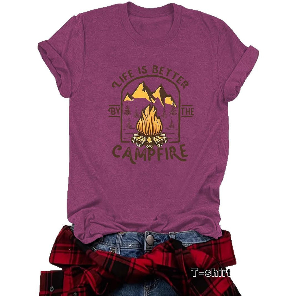 Camping pattern printed short sleeved shirt eprolo