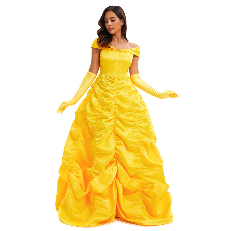 Beauty and the Beast Belle Princess Dress Cosplay Yellow Belle Costume for Women eprolo