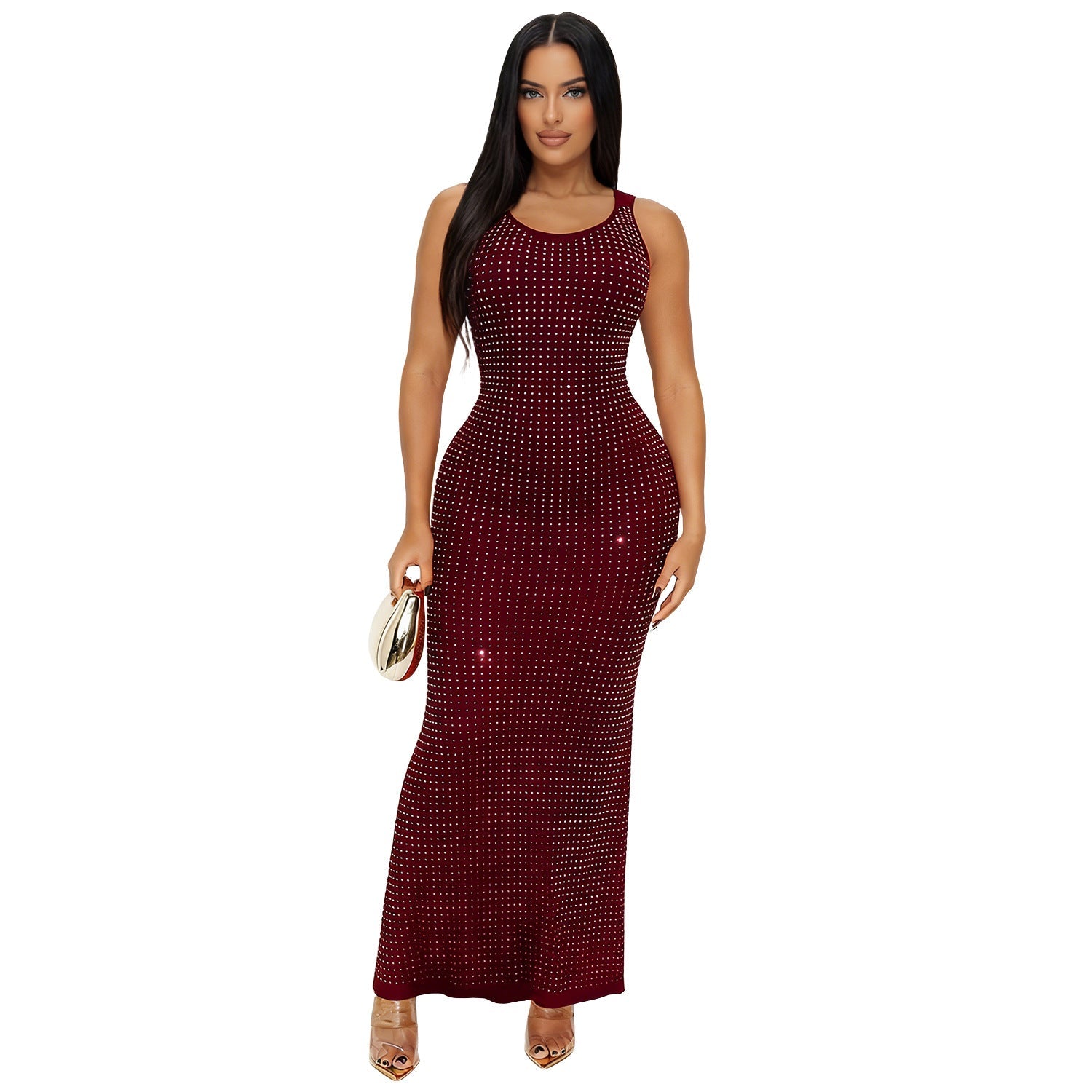 Fashion Women's Sexy Rhinestone High-Waisted Reversible Dress eprolo