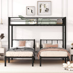 Twin over Twin & Twin Bunk Beds for 3, Twin XL over Twin & Twin Bunk Bed Metal Triple Bunk Bed, Black eprolo