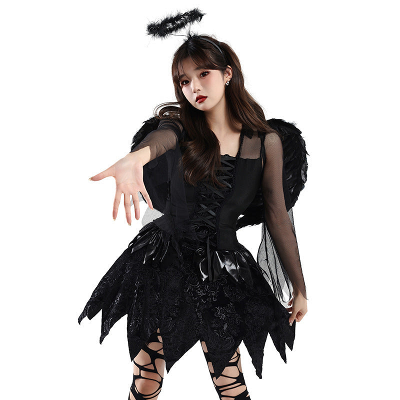 Dark Angel Costume Set for Adults Halloween Cosplay Dress Party Role Play S-3XL eprolo