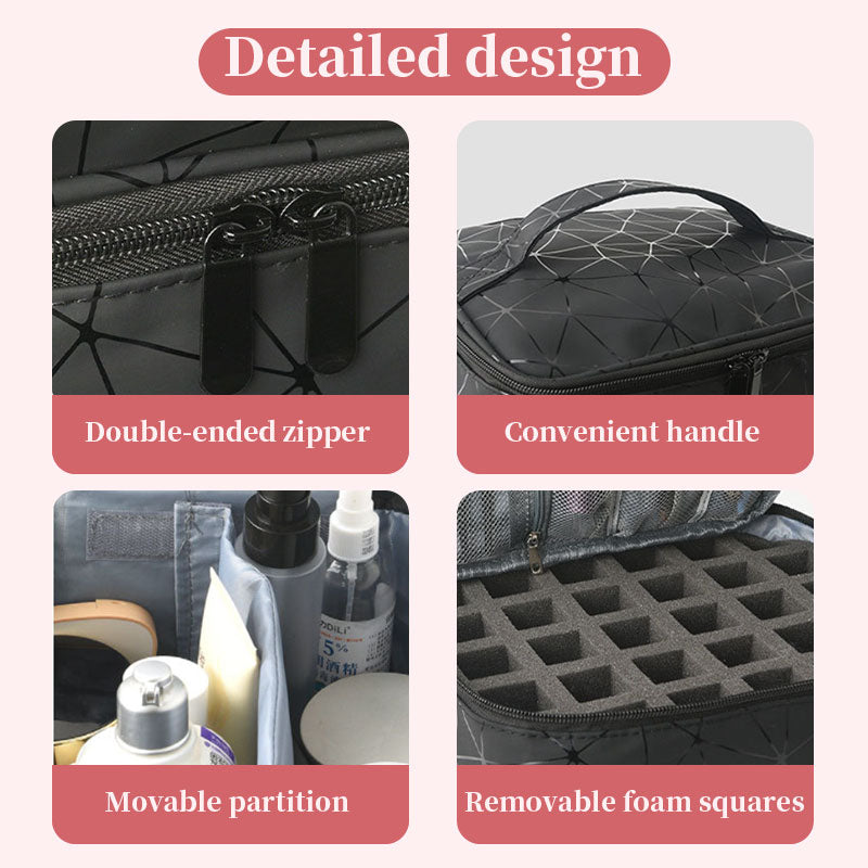 Portable 30-Compartment Nail Organizer Case with Polish & Oil Bags, All-in-One Manicure Tools & Cosmetic Storage Kit eprolo