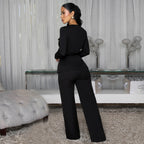 Fashionable Women's Slimming Belted Top and Pants Set - Whispering Desires Shoppe
