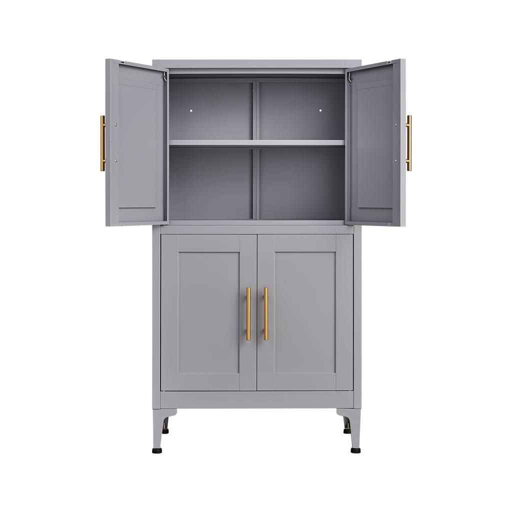 Grey metal kitchen storage cabinet, kitchen pantry storage cabinet with door and shelf, adjustable leveling feet eprolo