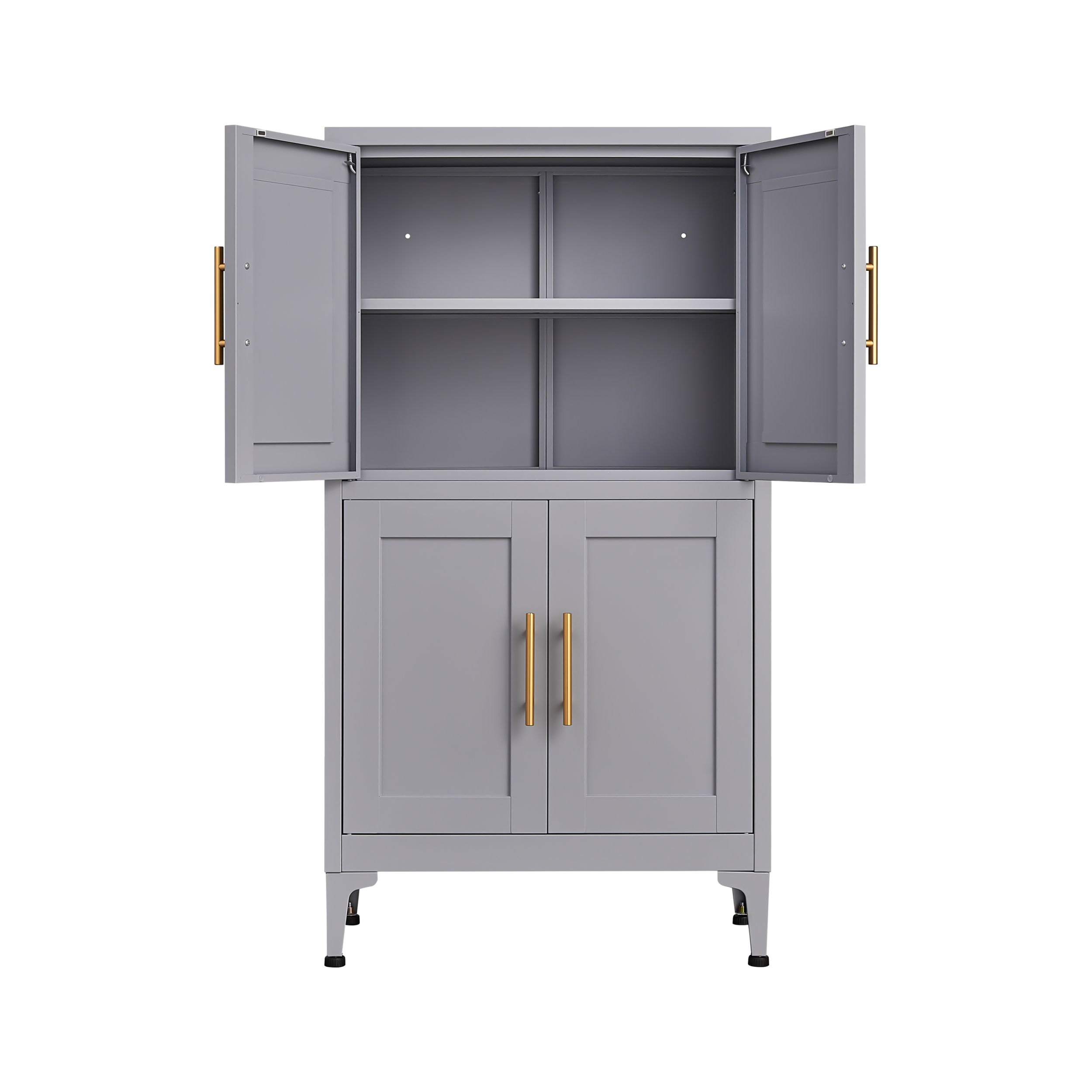 Grey metal kitchen storage cabinet, kitchen pantry storage cabinet with door and shelf, adjustable leveling feet eprolo
