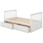 Twin over Twin Bunk Bed with Drawers  Convertible Beds  White eprolo