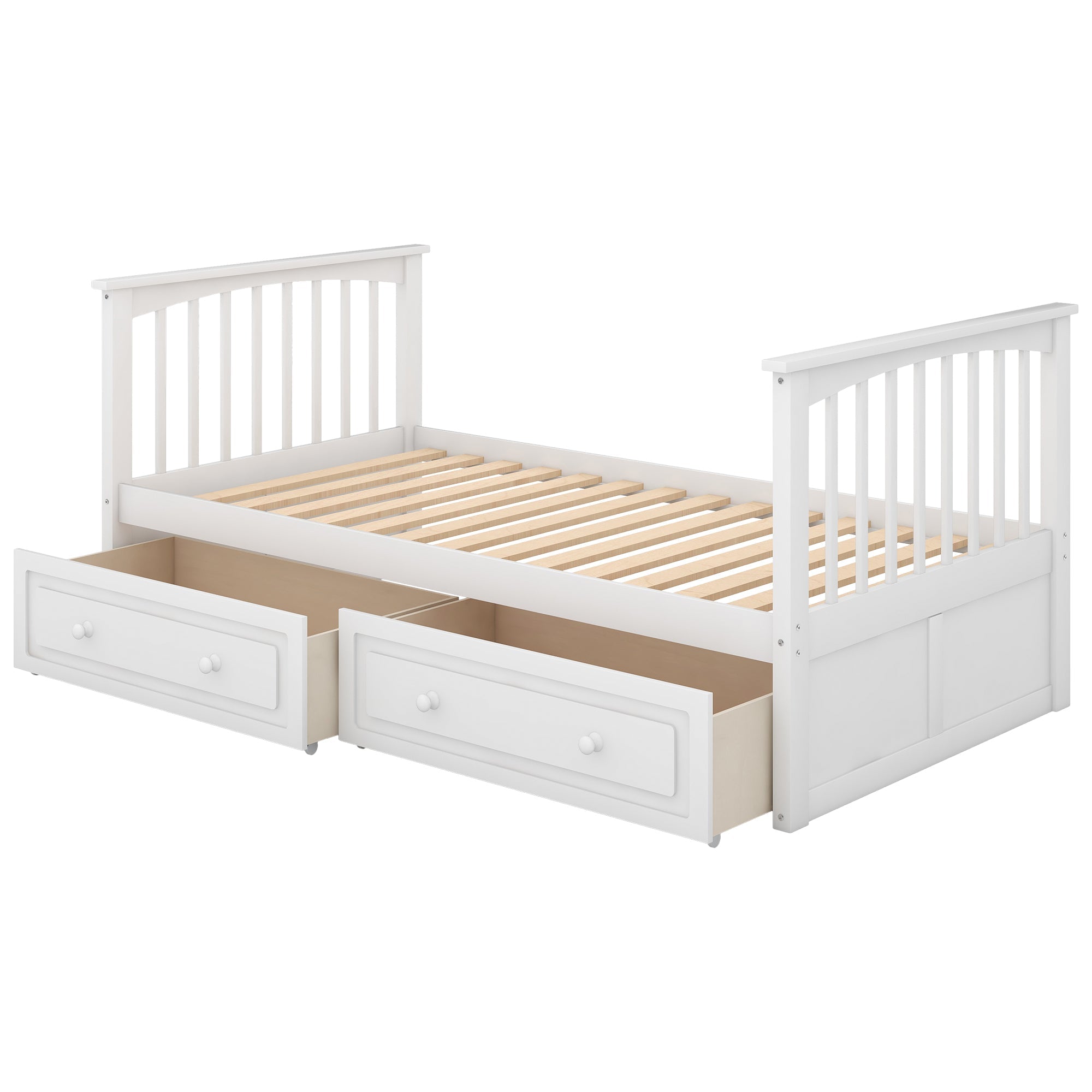 Twin over Twin Bunk Bed with Drawers  Convertible Beds  White eprolo