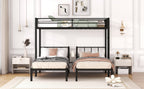 Twin over Twin & Twin Bunk Beds for 3, Twin XL over Twin & Twin Bunk Bed Metal Triple Bunk Bed, Black eprolo