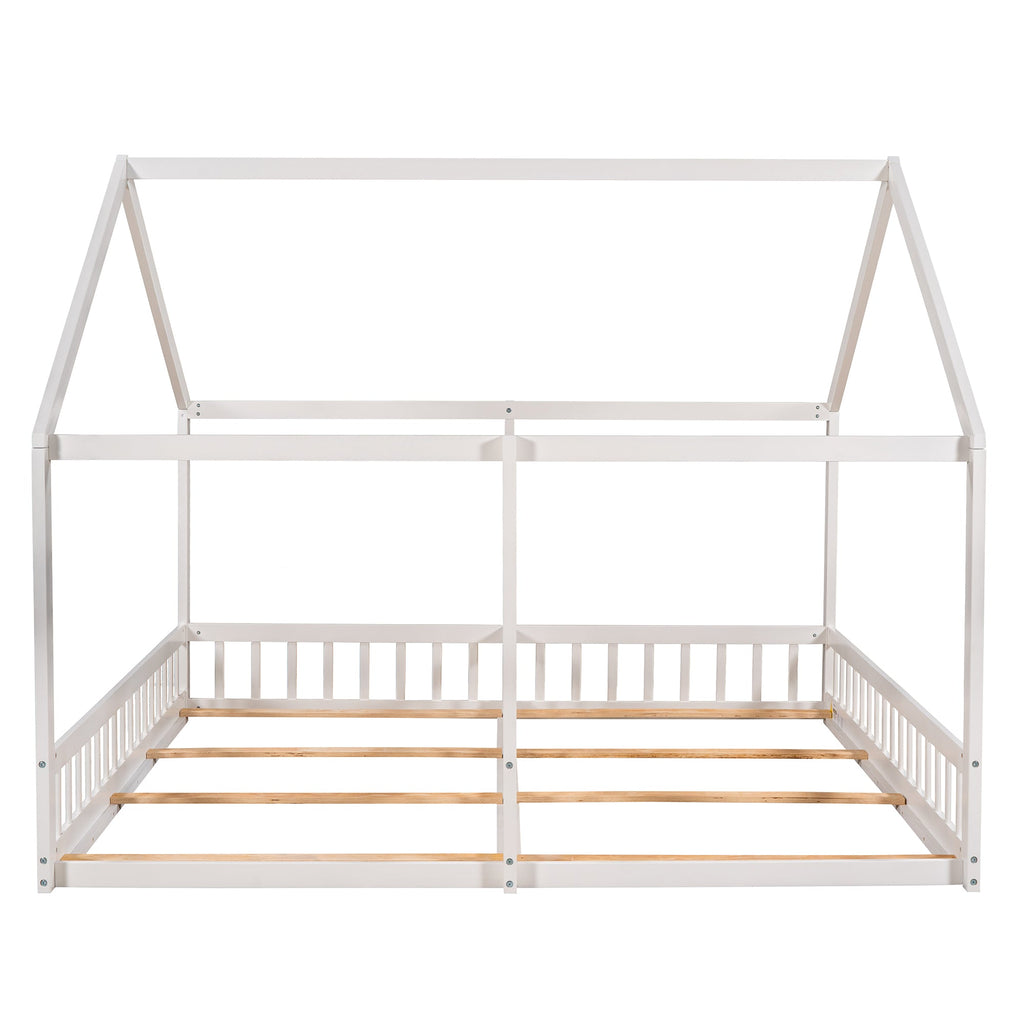 Twin Size House Platform Beds Two Shared Beds  White eprolo
