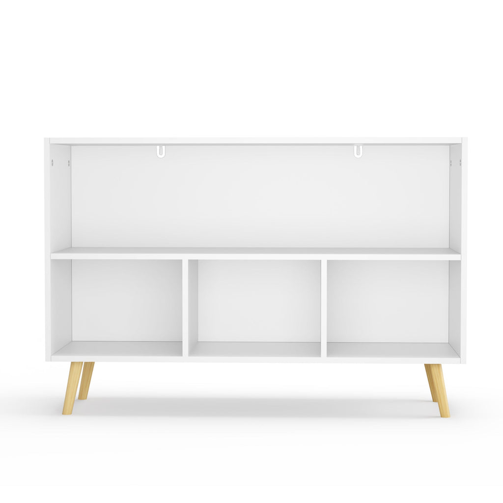 Kids bookcase with Collapsible Fabric Drawers Children's Book Display Toy Storage Cabinet Organizer White/Blue eprolo