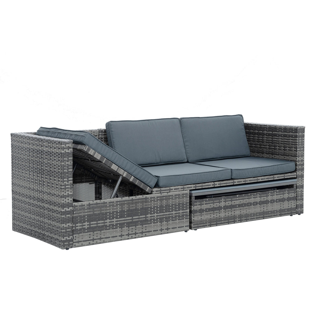 Patio Furniture, Outdoor Furniture, Seasonal PE Wicker Furniture,5 Set Wicker Furniture With Plywood Coffee Table eprolo