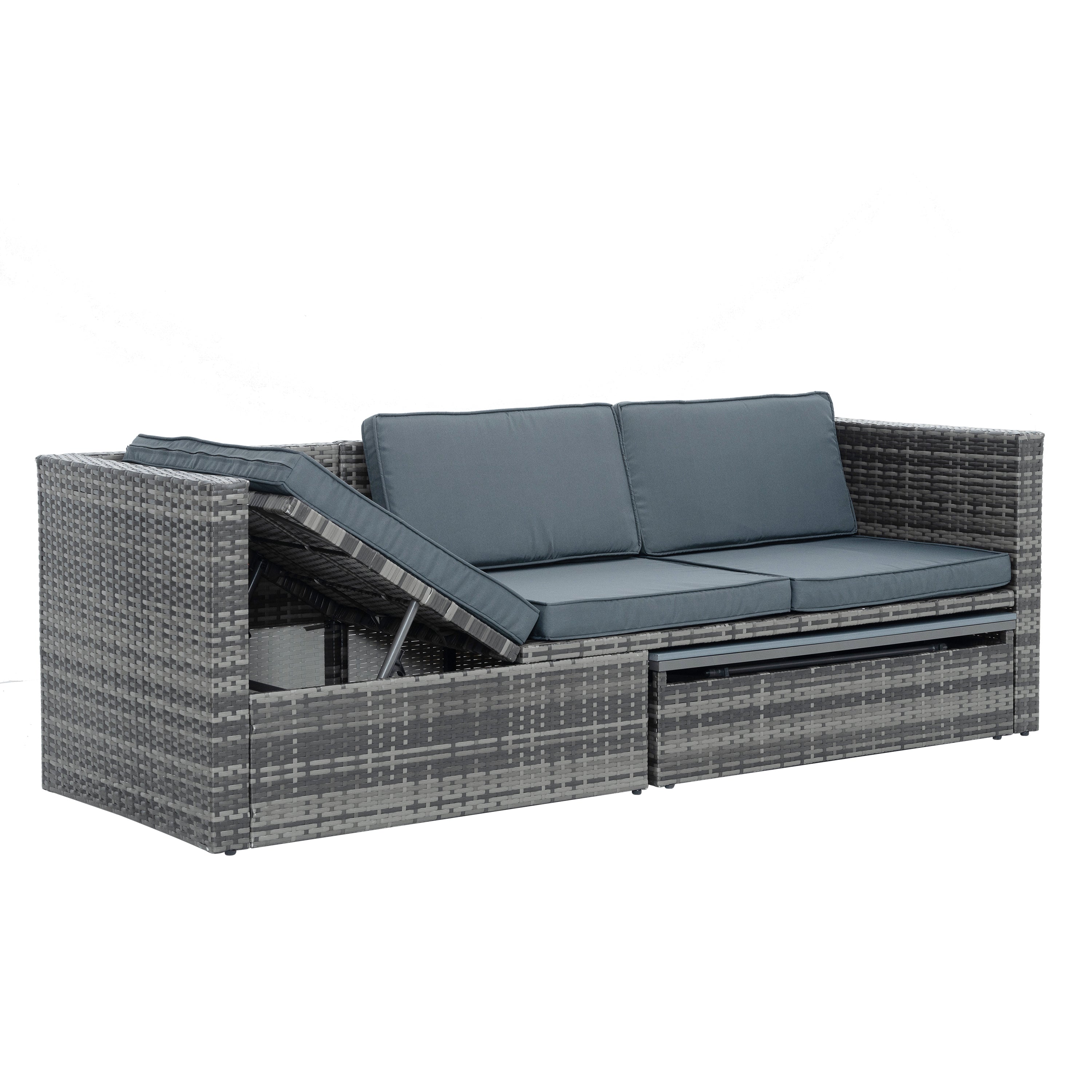 Patio Furniture, Outdoor Furniture, Seasonal PE Wicker Furniture,5 Set Wicker Furniture With Plywood Coffee Table eprolo
