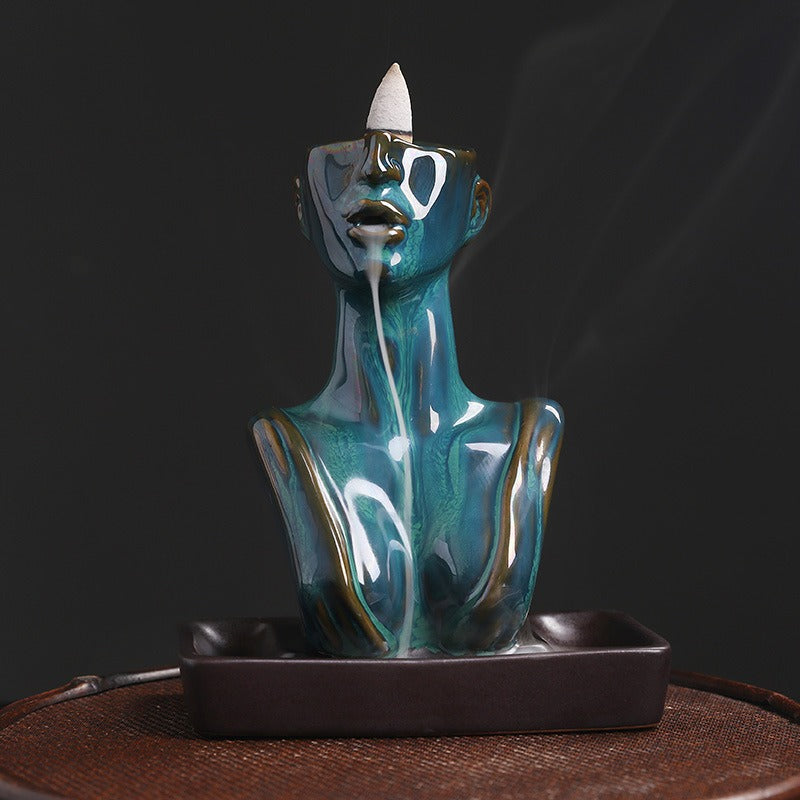 Ceramic Beauty Statue Backflow Incense Burner Creative Beauty Sandalwood Cigarette Backflow Incense Burner Home Decoration eprolo