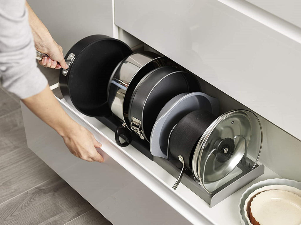 Kitchen Supplies Storage Rack Tabletop Telescopic Pot Cover Rack Kitchen Utensils Storage Rack Drainage Tray Telescopic Drawer Organizer eprolo
