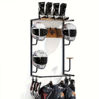 Wooden Motorcycle Helmet Wall Mount, 4 Hat Racks with 4 Helmet Hooks, Wall Display Storage for Bike Gear eprolo