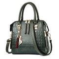 Crocodile-Pattern PU Tassel Handbag