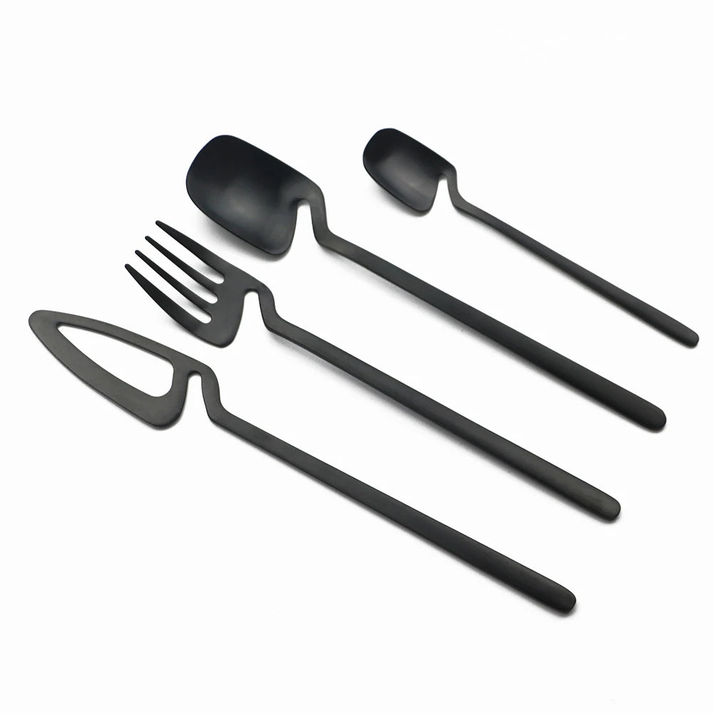 JANKNG Matte Stainless Steel Flatware — 32 Pieces