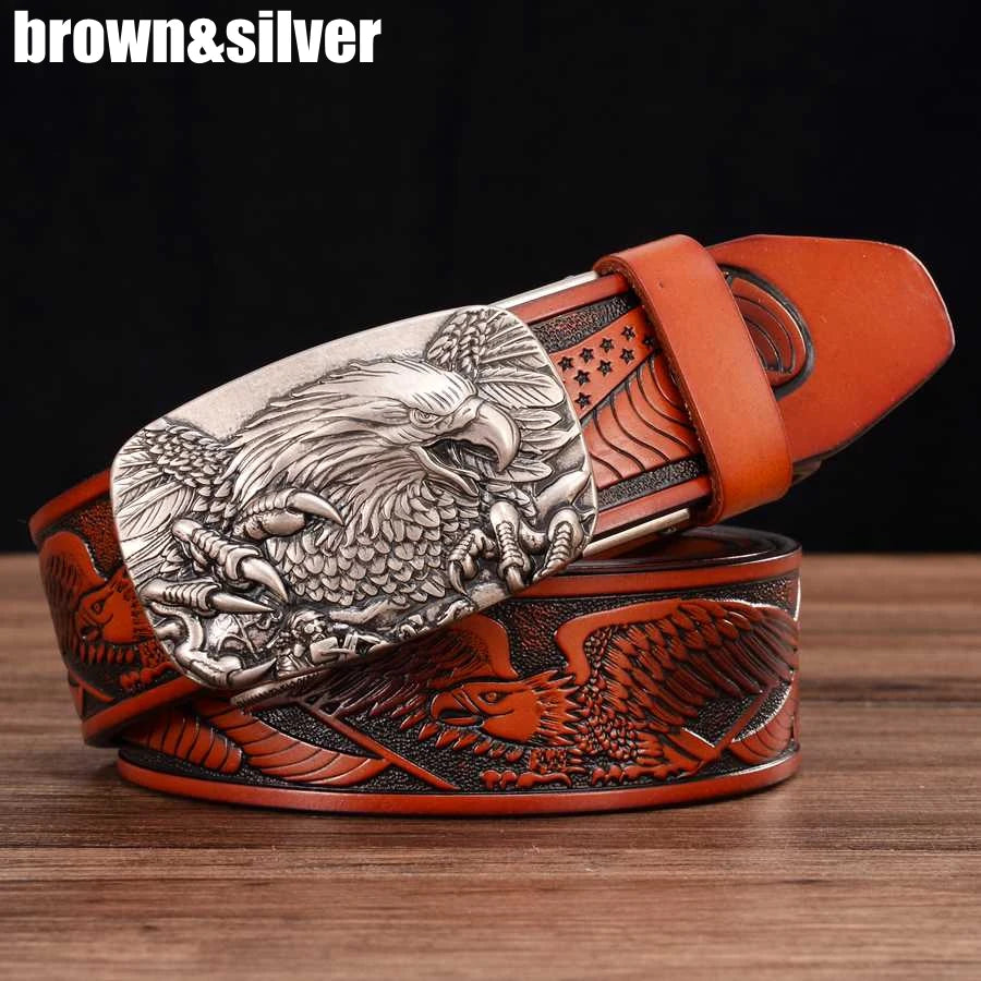 Men's Leather Ratchet Belt with Automatic Buckle