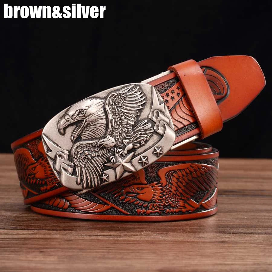 Men's Leather Ratchet Belt with Automatic Buckle