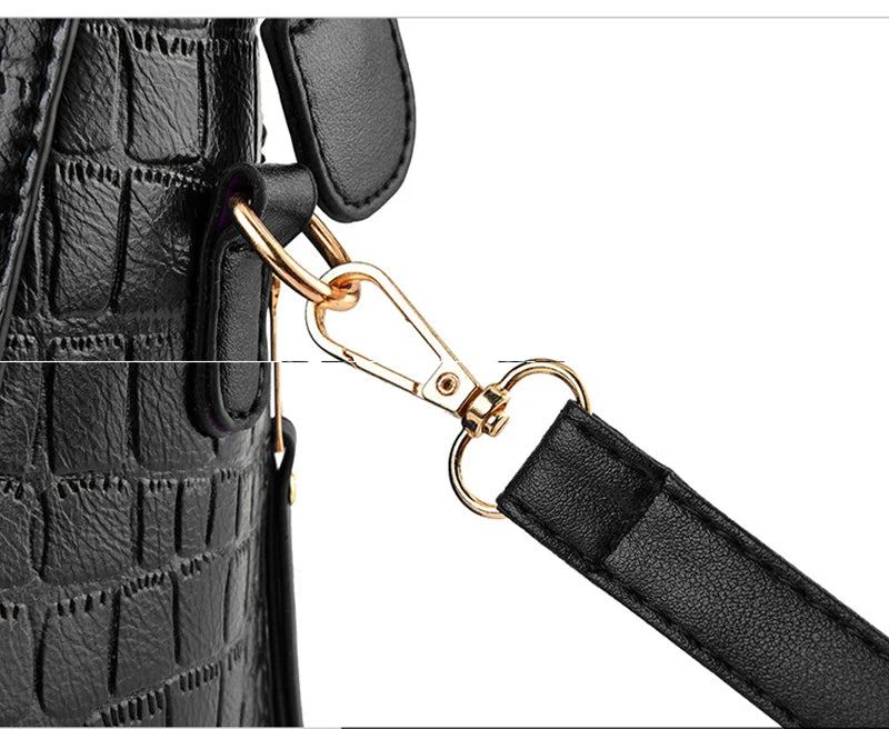 Crocodile-Pattern PU Tassel Handbag