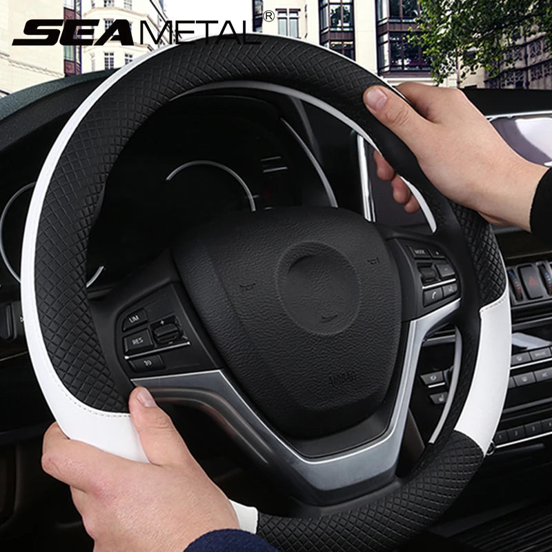 SEAMETAL Faux-Leather Steering-Wheel Cover – 37–38 cm