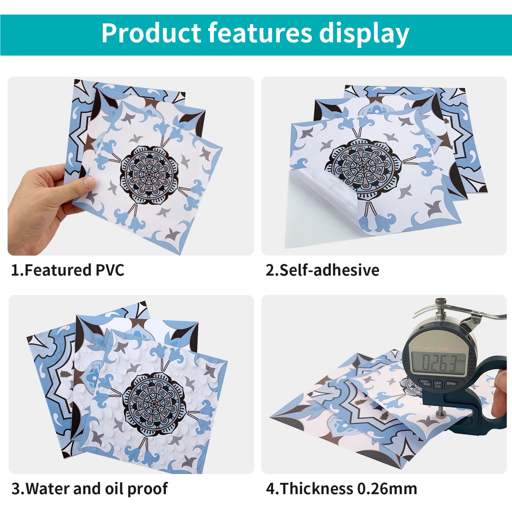 Decorative Self-Adhesive Tile Stickers – 24 Pieces