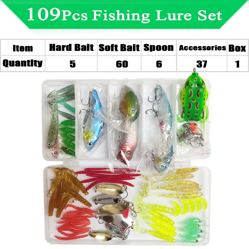 Fishing Lure Assortment with Tackle Box